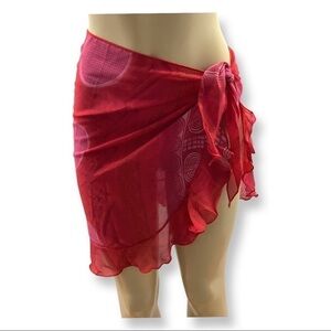 Zuliana Size S/M Red Printed Sarong. Made in USA New With Tags